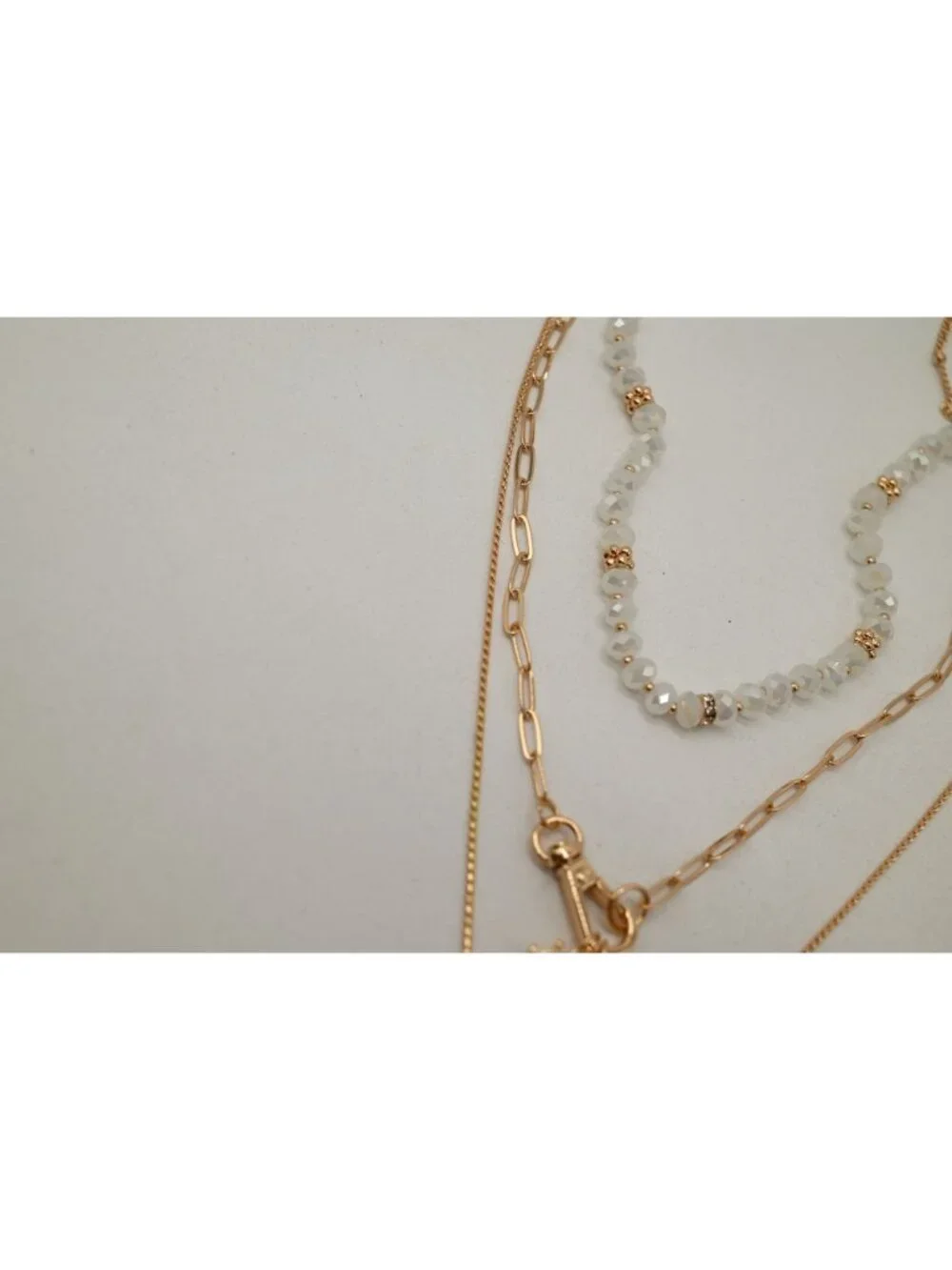 NWT Josslyn Multi Beaded Layer Sun Heart Cross Charm Necklace Gold Tone Stack